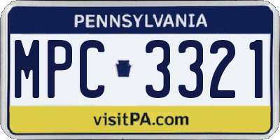 PA license plate MPC3321