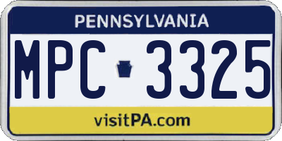 PA license plate MPC3325
