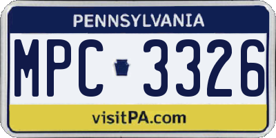 PA license plate MPC3326