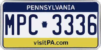 PA license plate MPC3336