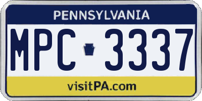 PA license plate MPC3337