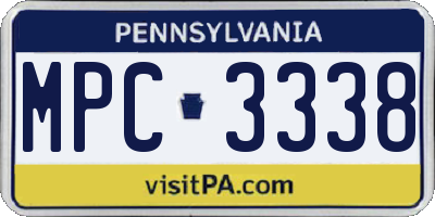 PA license plate MPC3338