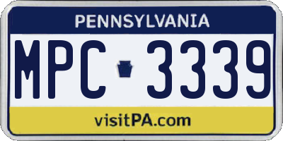 PA license plate MPC3339