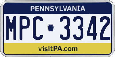 PA license plate MPC3342