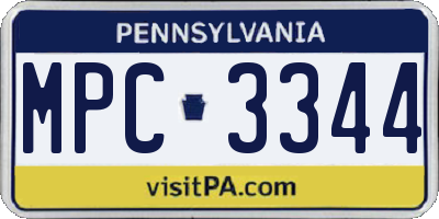 PA license plate MPC3344