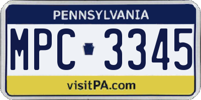 PA license plate MPC3345
