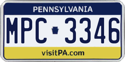 PA license plate MPC3346