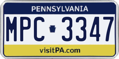 PA license plate MPC3347