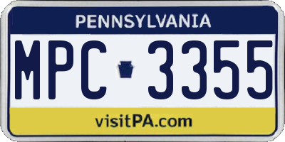 PA license plate MPC3355