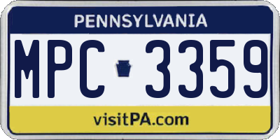 PA license plate MPC3359