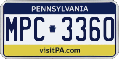 PA license plate MPC3360