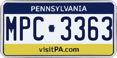 PA license plate MPC3363