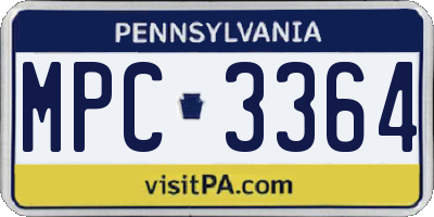 PA license plate MPC3364