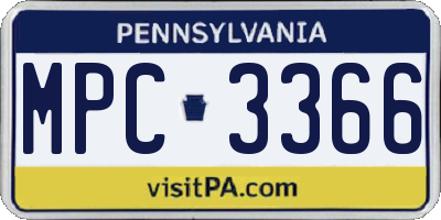 PA license plate MPC3366