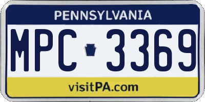 PA license plate MPC3369