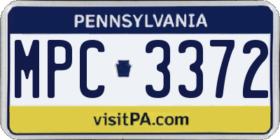 PA license plate MPC3372