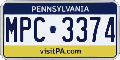 PA license plate MPC3374