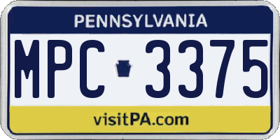 PA license plate MPC3375