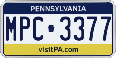 PA license plate MPC3377
