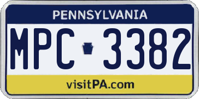PA license plate MPC3382