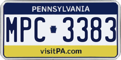 PA license plate MPC3383