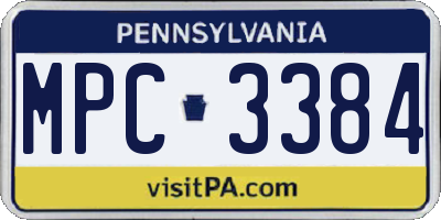 PA license plate MPC3384