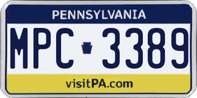PA license plate MPC3389