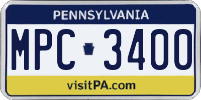PA license plate MPC3400