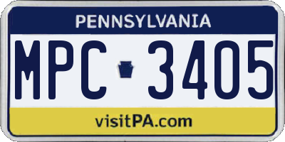 PA license plate MPC3405