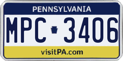 PA license plate MPC3406
