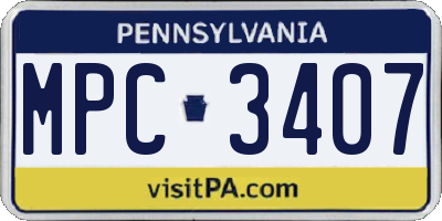 PA license plate MPC3407