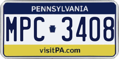 PA license plate MPC3408