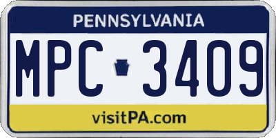 PA license plate MPC3409