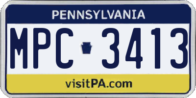 PA license plate MPC3413