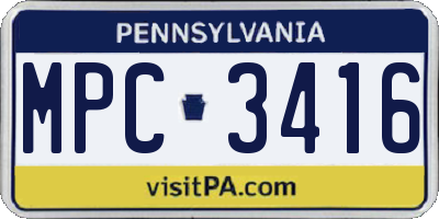 PA license plate MPC3416