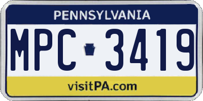 PA license plate MPC3419