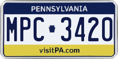 PA license plate MPC3420