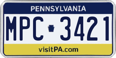 PA license plate MPC3421