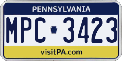 PA license plate MPC3423