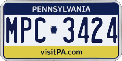 PA license plate MPC3424