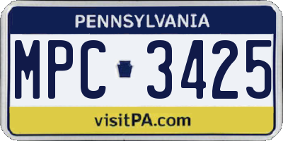 PA license plate MPC3425