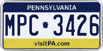 PA license plate MPC3426