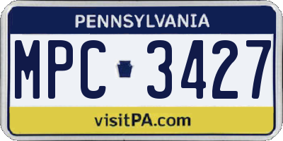 PA license plate MPC3427