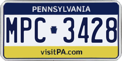 PA license plate MPC3428