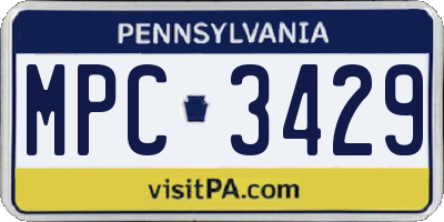 PA license plate MPC3429