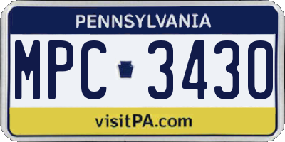 PA license plate MPC3430