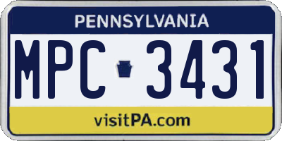 PA license plate MPC3431