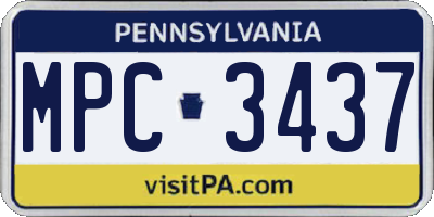 PA license plate MPC3437