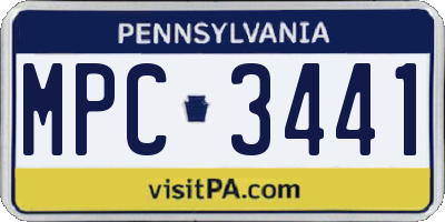 PA license plate MPC3441