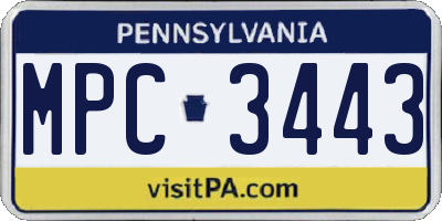 PA license plate MPC3443
